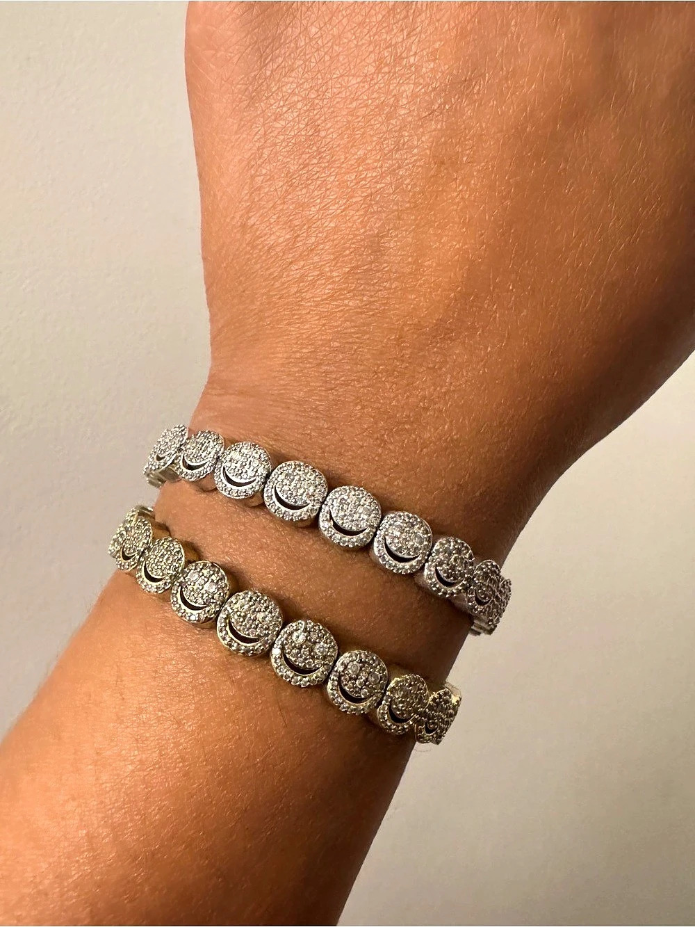 Lisa Gozlan Classic Pave Smiley Face Bracelet Set